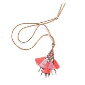 Tassel Necklace Leather String Brand New